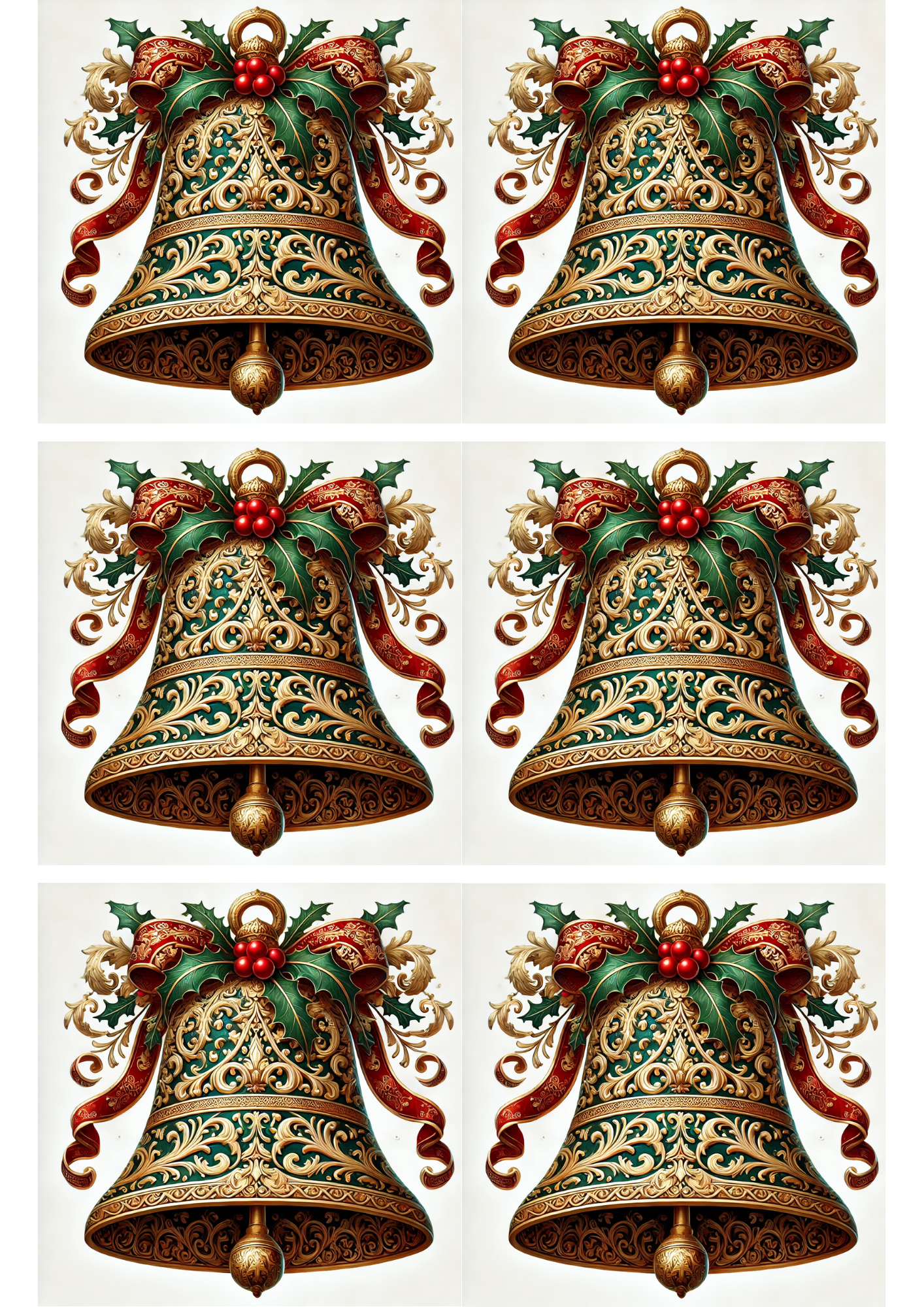 Sticker Sheet / Greeting Card – Baroque Christmas Bell 5 Collage Cat. No. 2797