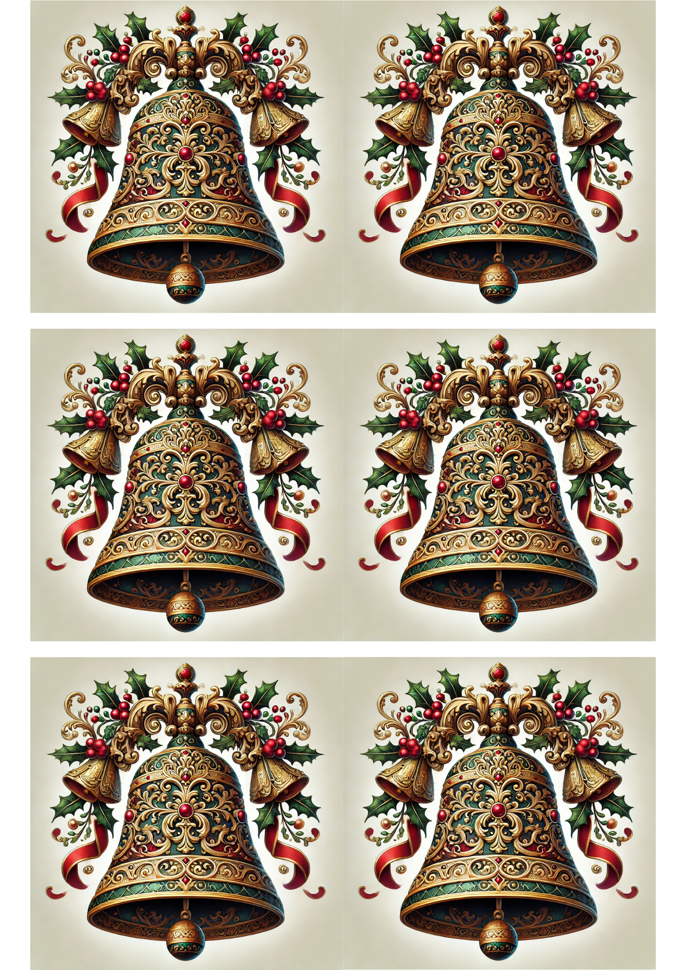 Sticker Sheet / Greeting Card – Baroque Christmas Bell 2 Collage Cat. No. 2791