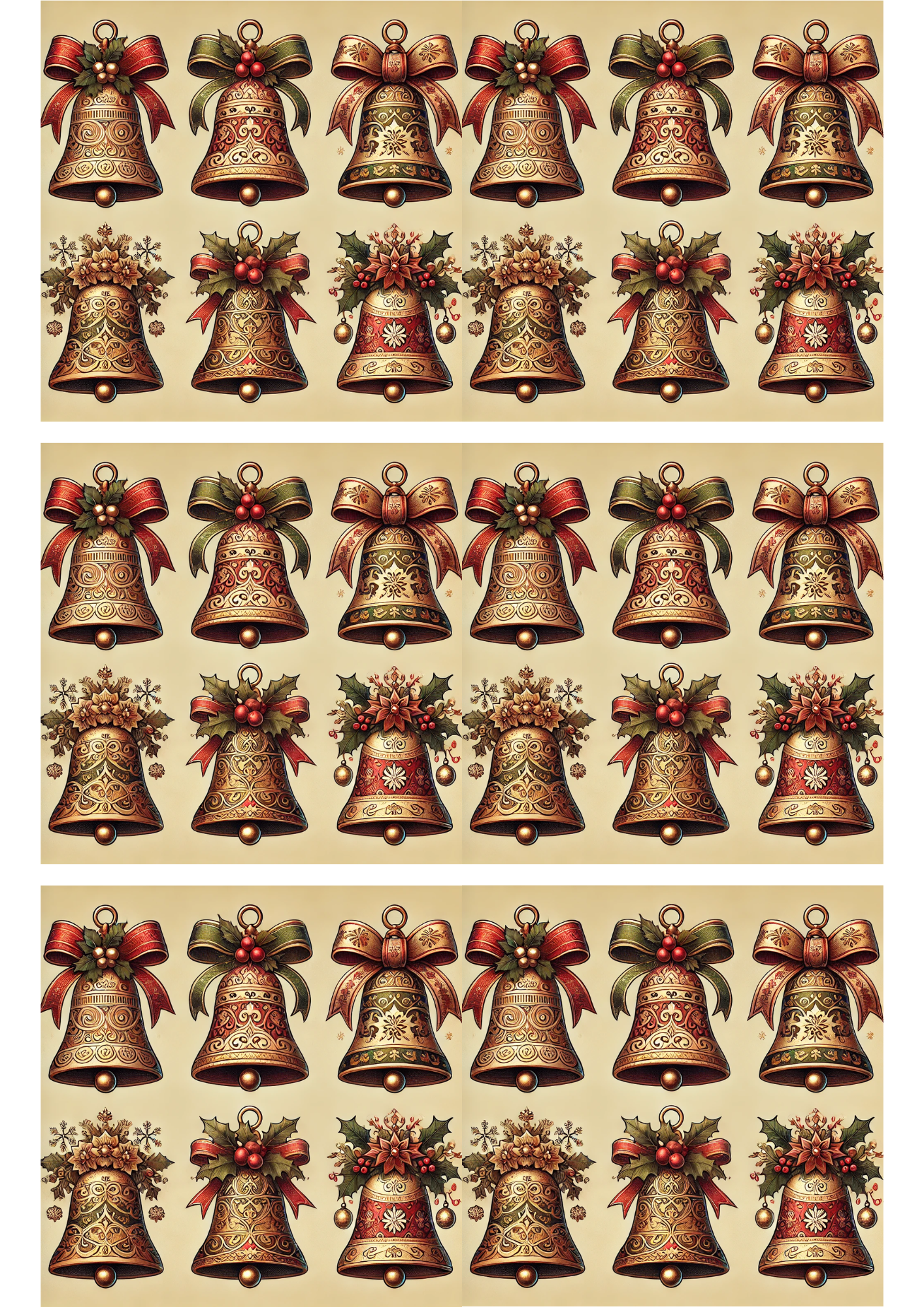 Sticker Sheet / Greeting Card – Baroque Christmas Bells Mix Collage Cat. No. 2799