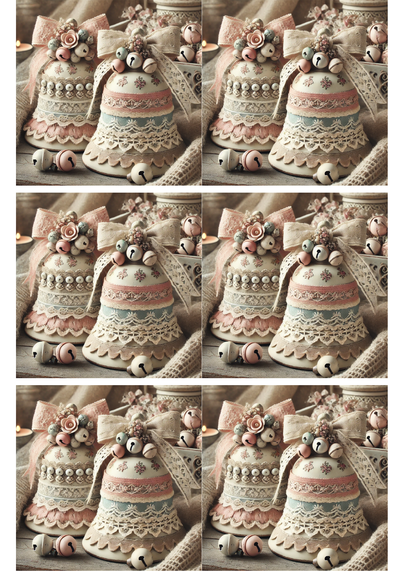 Sticker Sheet / Greeting Card – Bells Shabby Chic Collage Cat. No. 1872