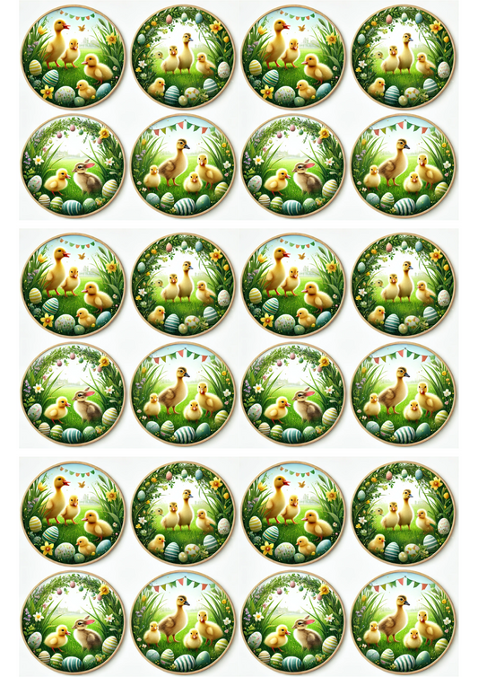 Sticker Sheet – Easter Chicks In Circles Collage Cat. No. 2983