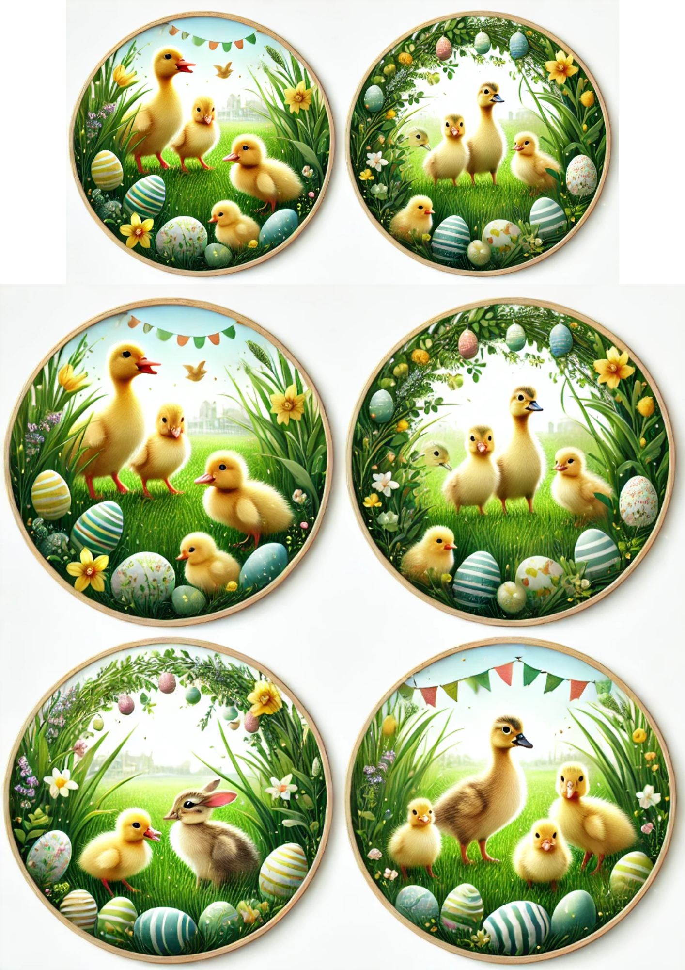 Sticker Sheet / Greeting Card – Easter Chicks In Circles Full Cat. No. 2984