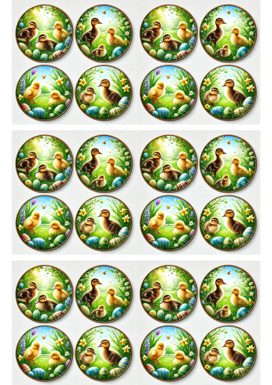 Sticker Sheet – Easter Chicks In Circles 2 Collage Cat. No. 2985