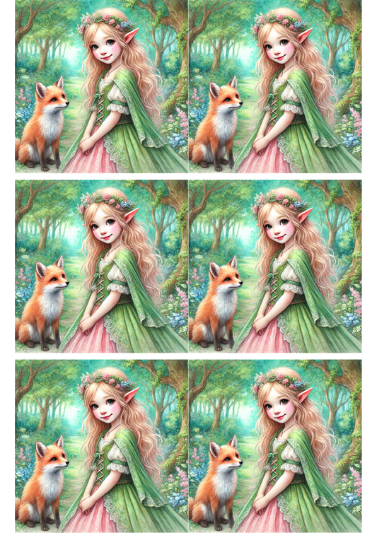 Sticker Sheet Fox And Forest Elf Collage Cat. No. 1876