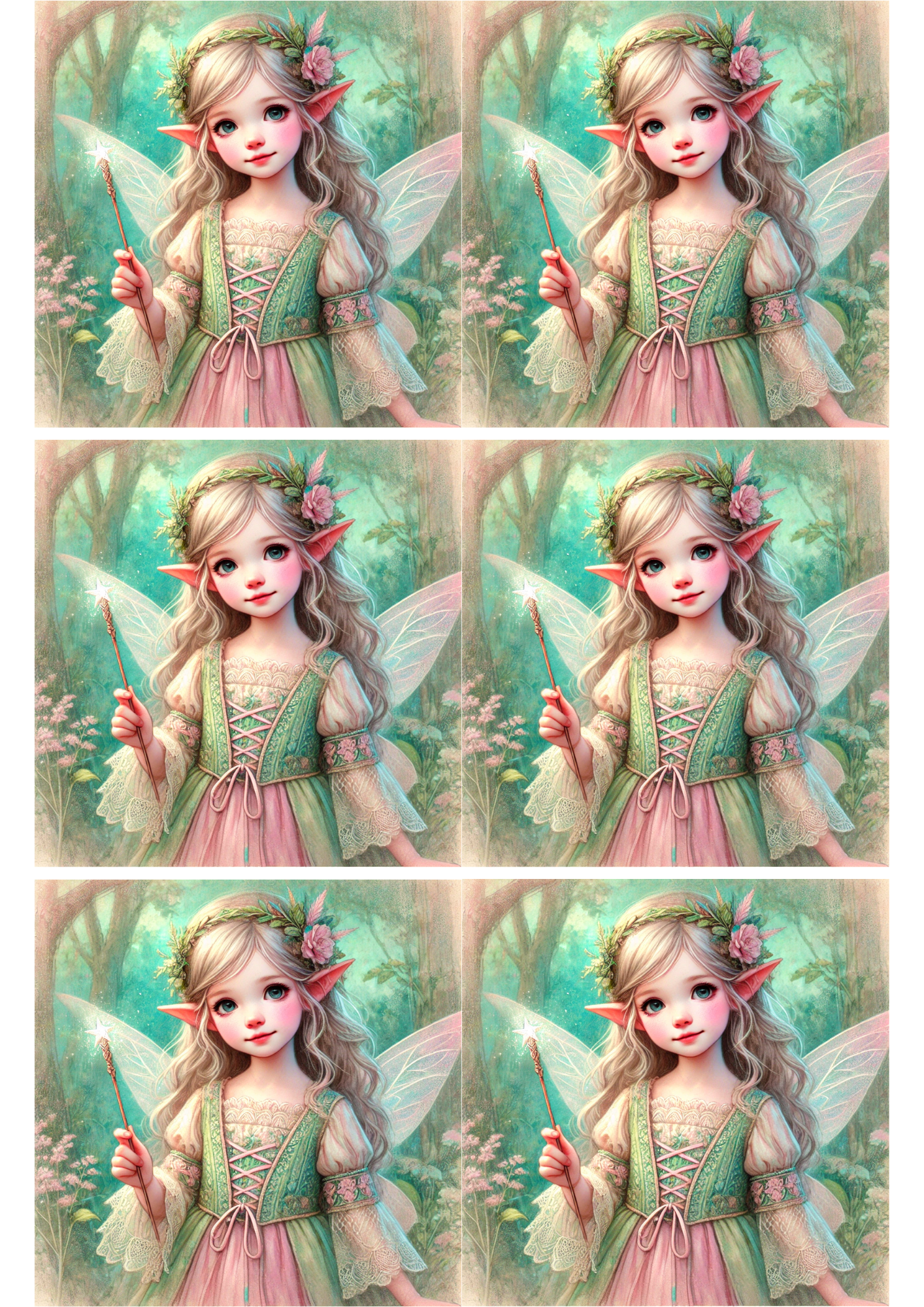 Sticker Sheet / Greeting Card – Forest Elf Collage Cat. No. 1878