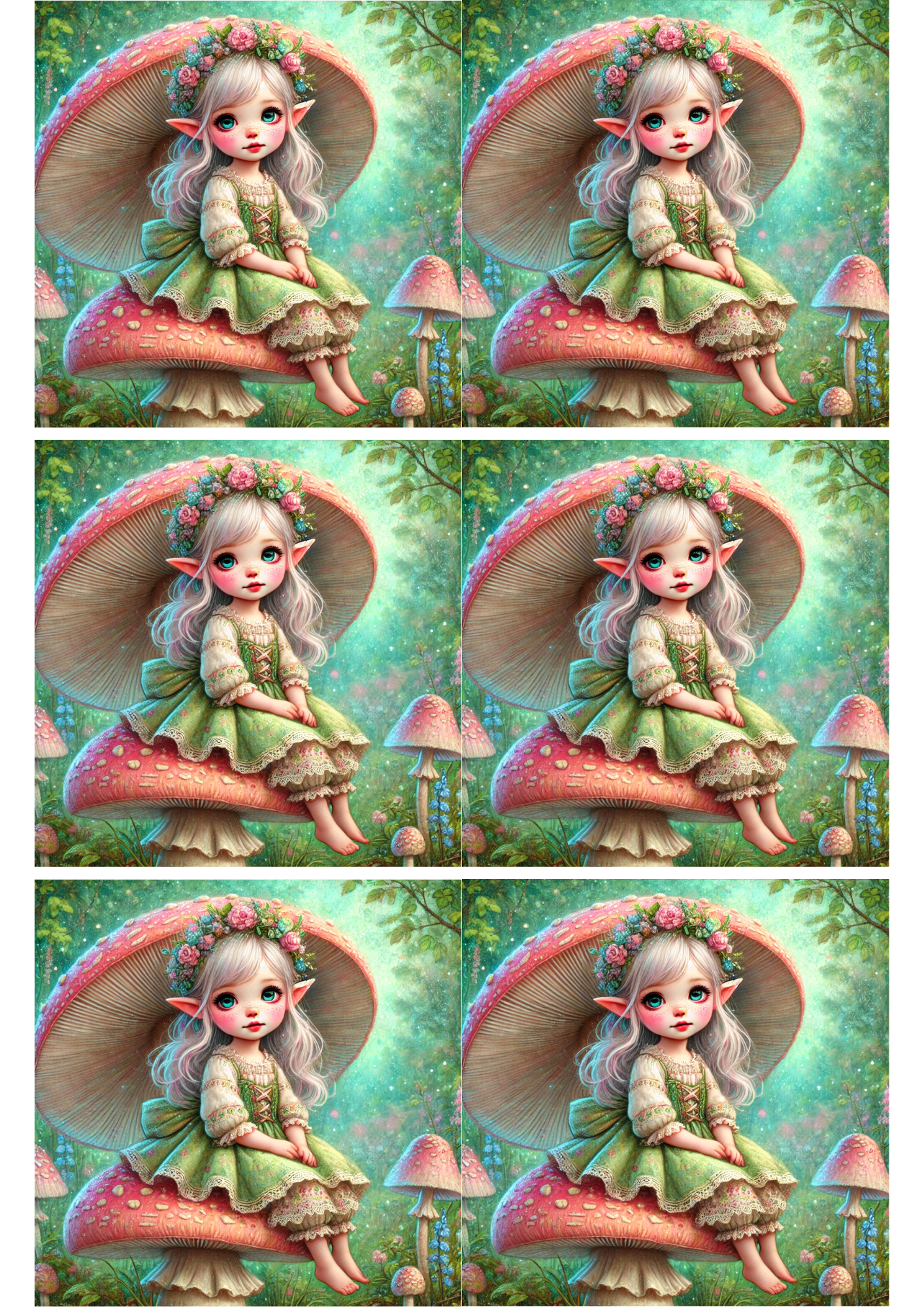 Sticker Sheet / Greeting Card – Forest Elf 2 Collage Cat. No. 1880