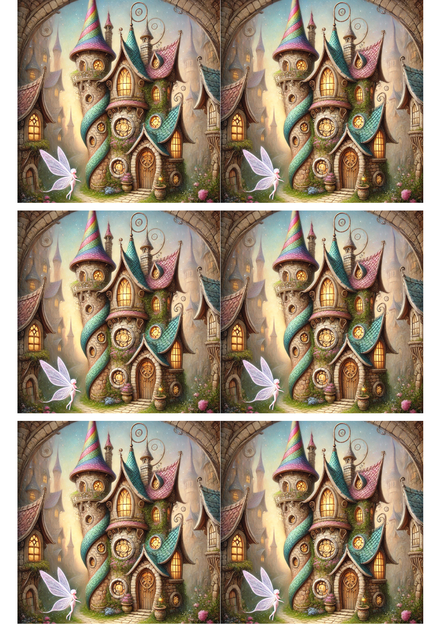 Sticker Sheet / Greeting Card – Fairy Palace Collage Cat. No. 2707