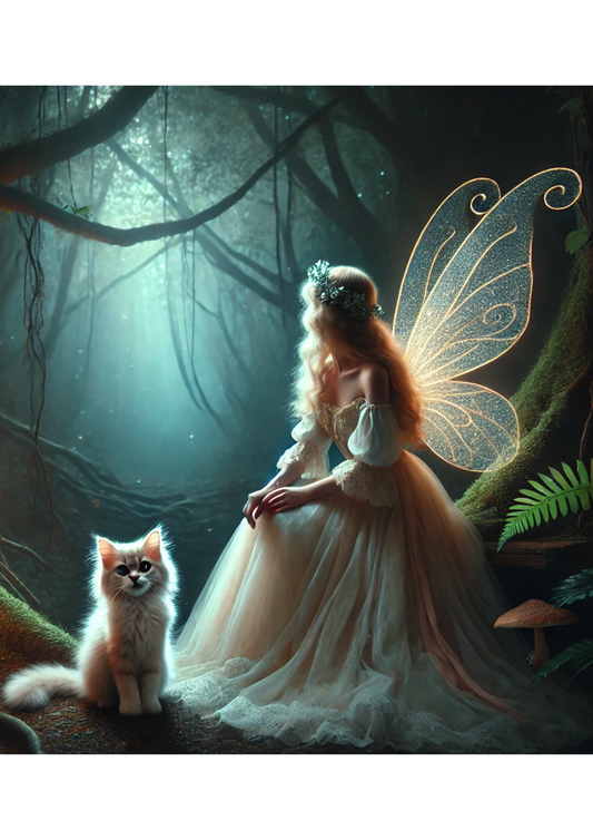 Sticker Sheet – Fairy And White Cat Full Cat. No. 2988