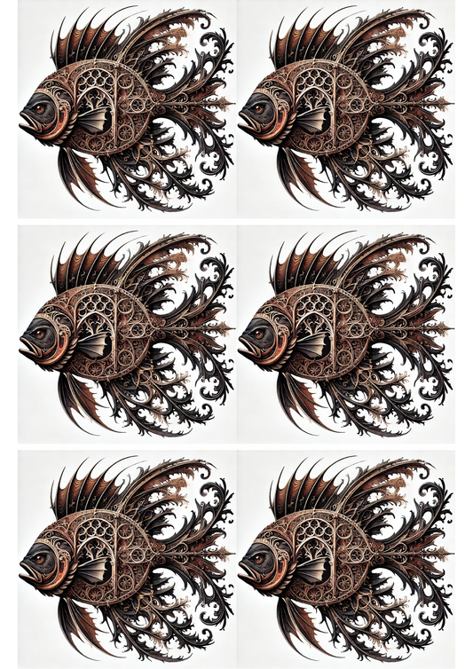 Sticker Sheet Gothic Style Fish Collage Cat. No. 1888