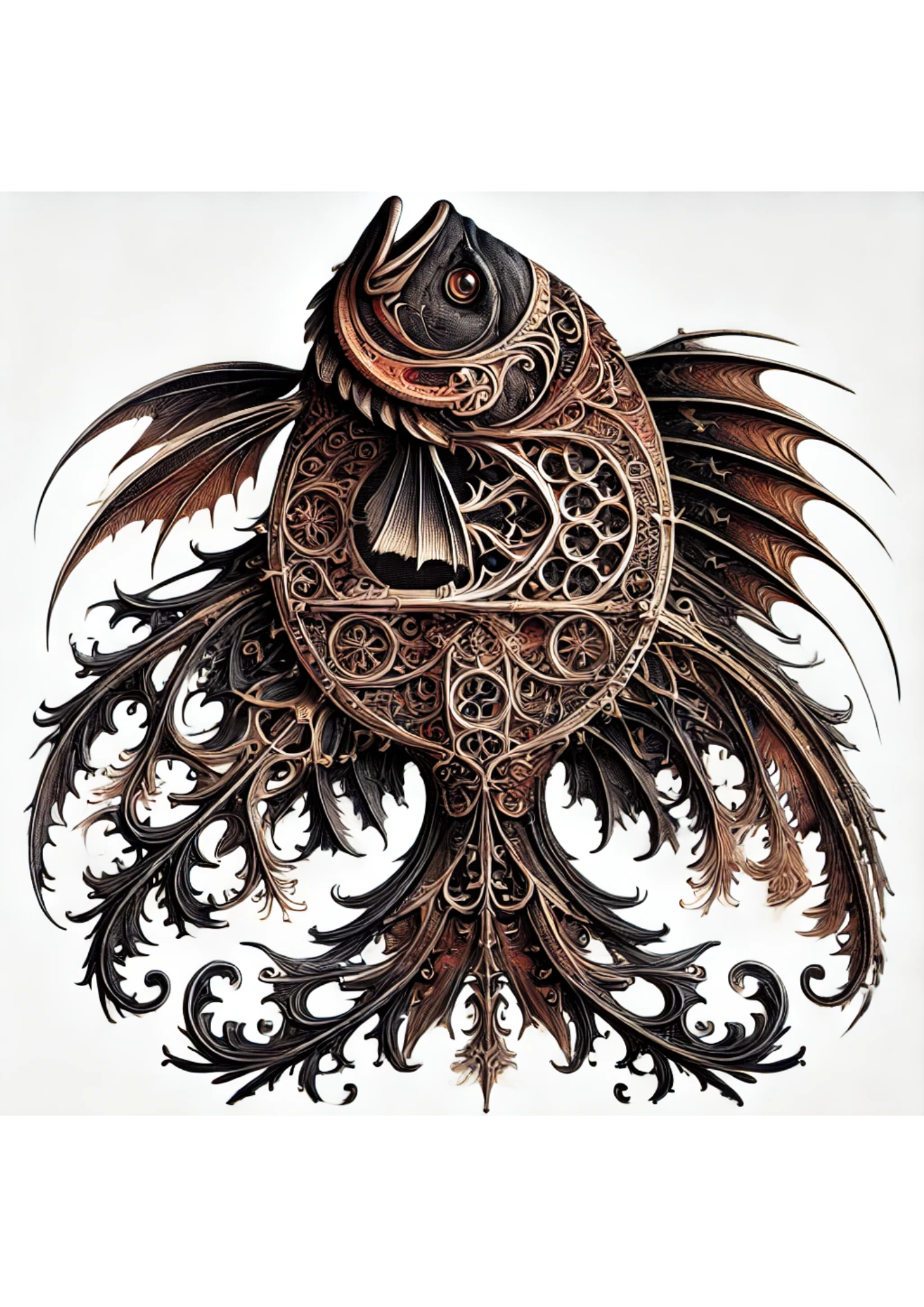 Sticker Sheet / Greeting Card – Gothic Style Fish Full Cat. No. 1889