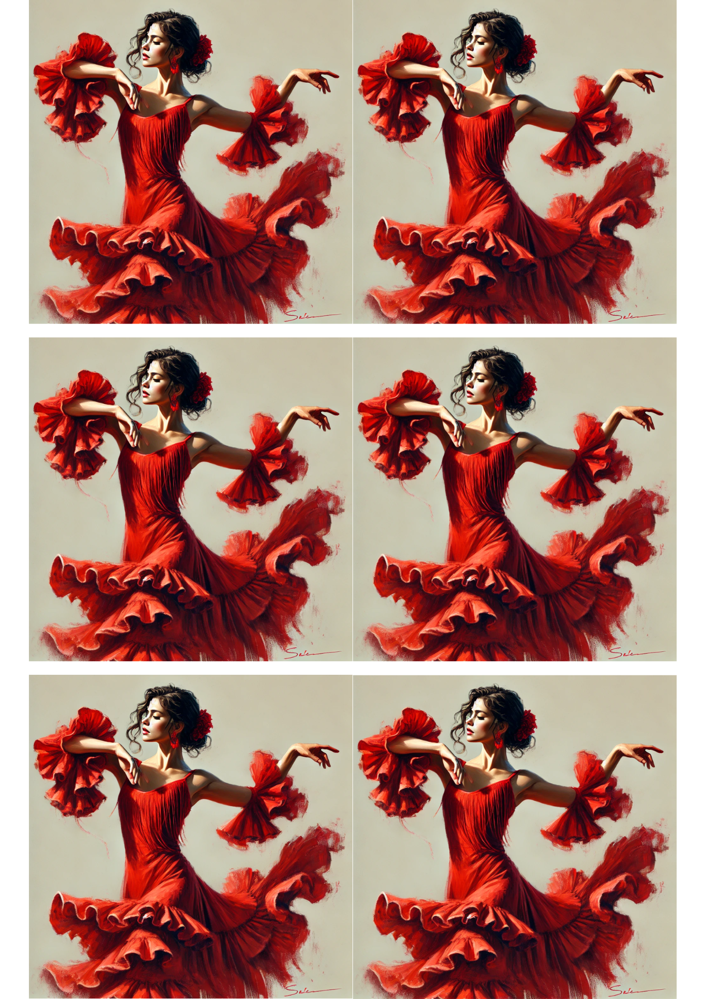 Sticker Sheet / Greeting Card – Flamenco Dancer Collage Cat. No. 2989