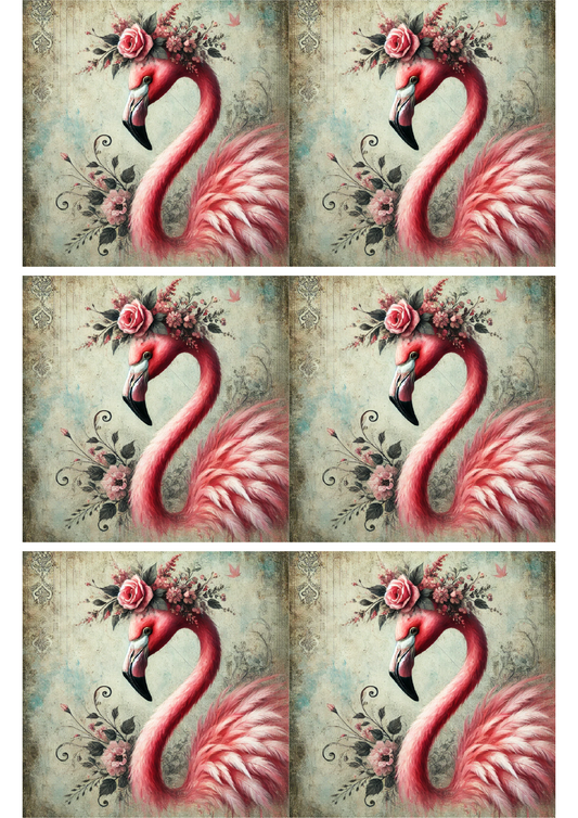 Sticker Sheet Flamingo in Wreath Collage Cat. No. 1672