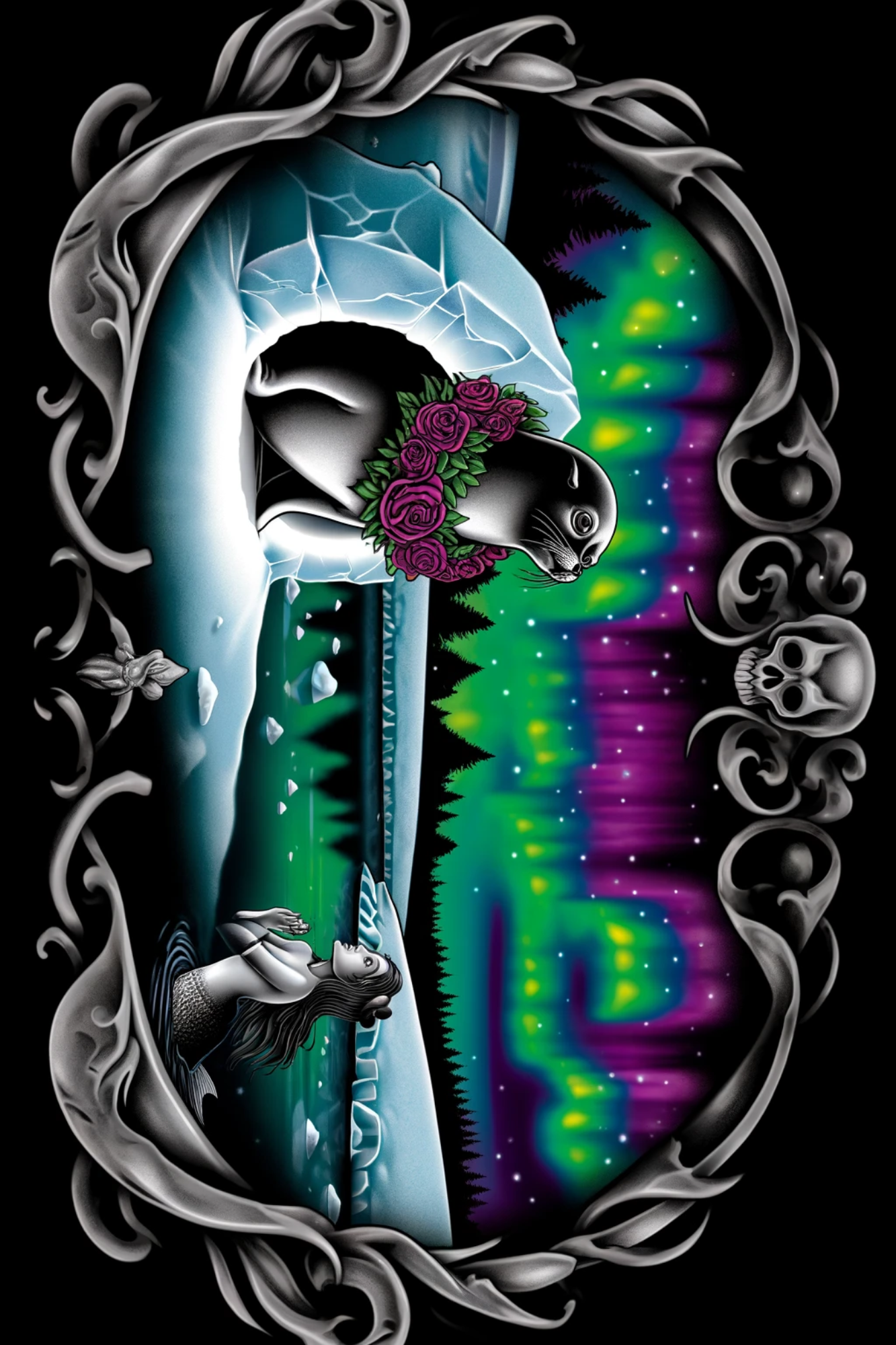 Sticker Sheet / Greeting Card – Seal Mermaid Gothic Style Full Cat. No. 122