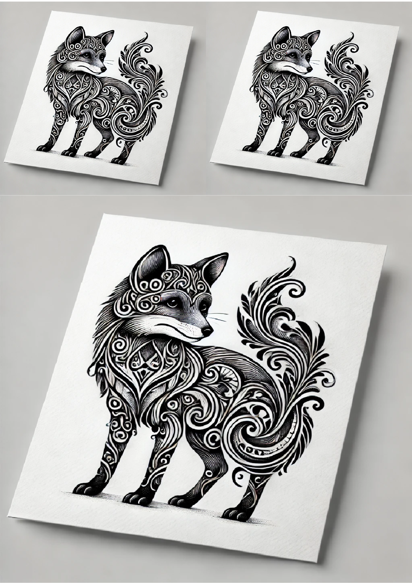 Sticker Sheet / Greeting Card – Fox In Gothic Style Collage Cat. No. 1433