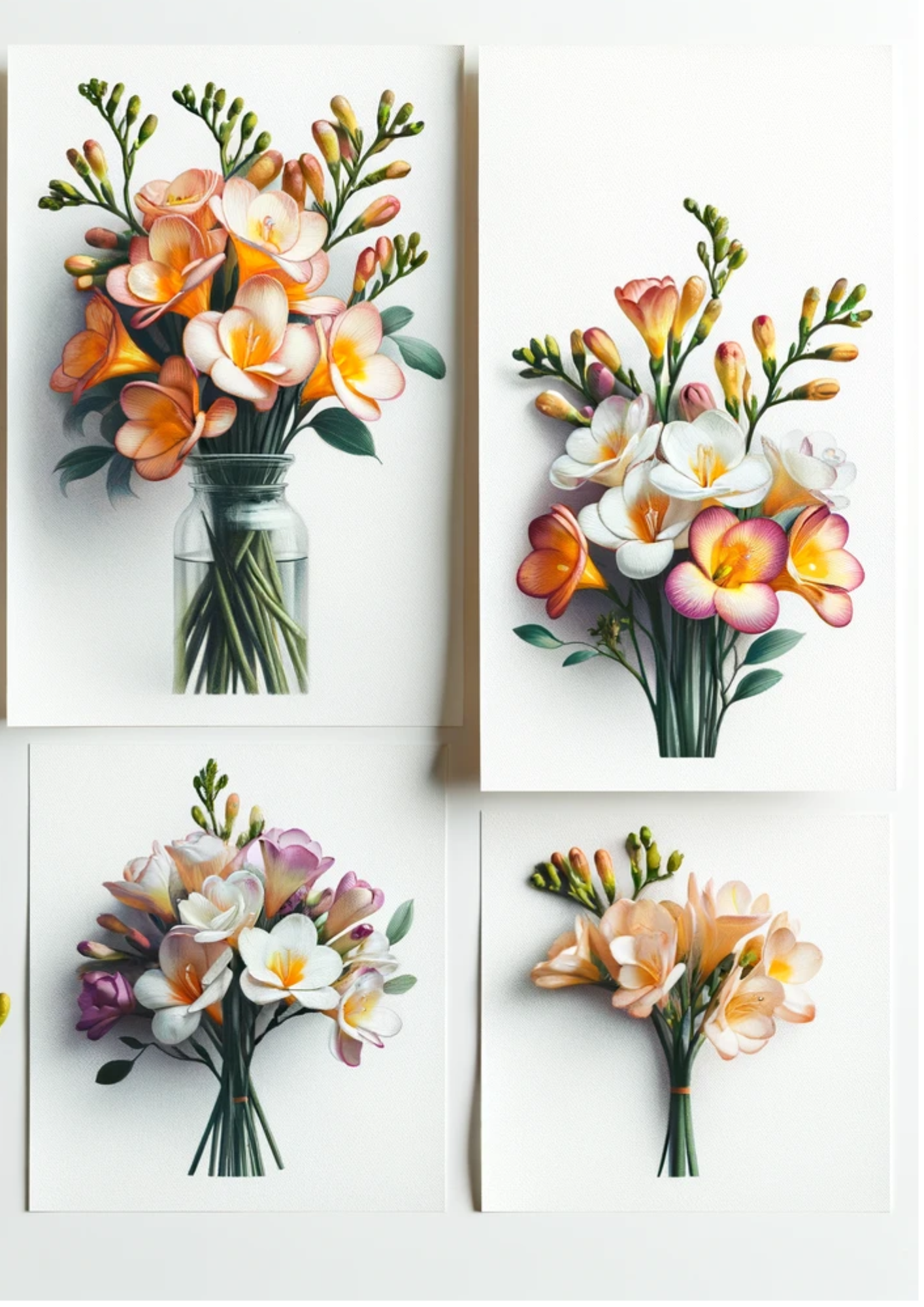 Sticker Sheet / Greeting Card – Freesia Bouquets Full Cat No. 1030