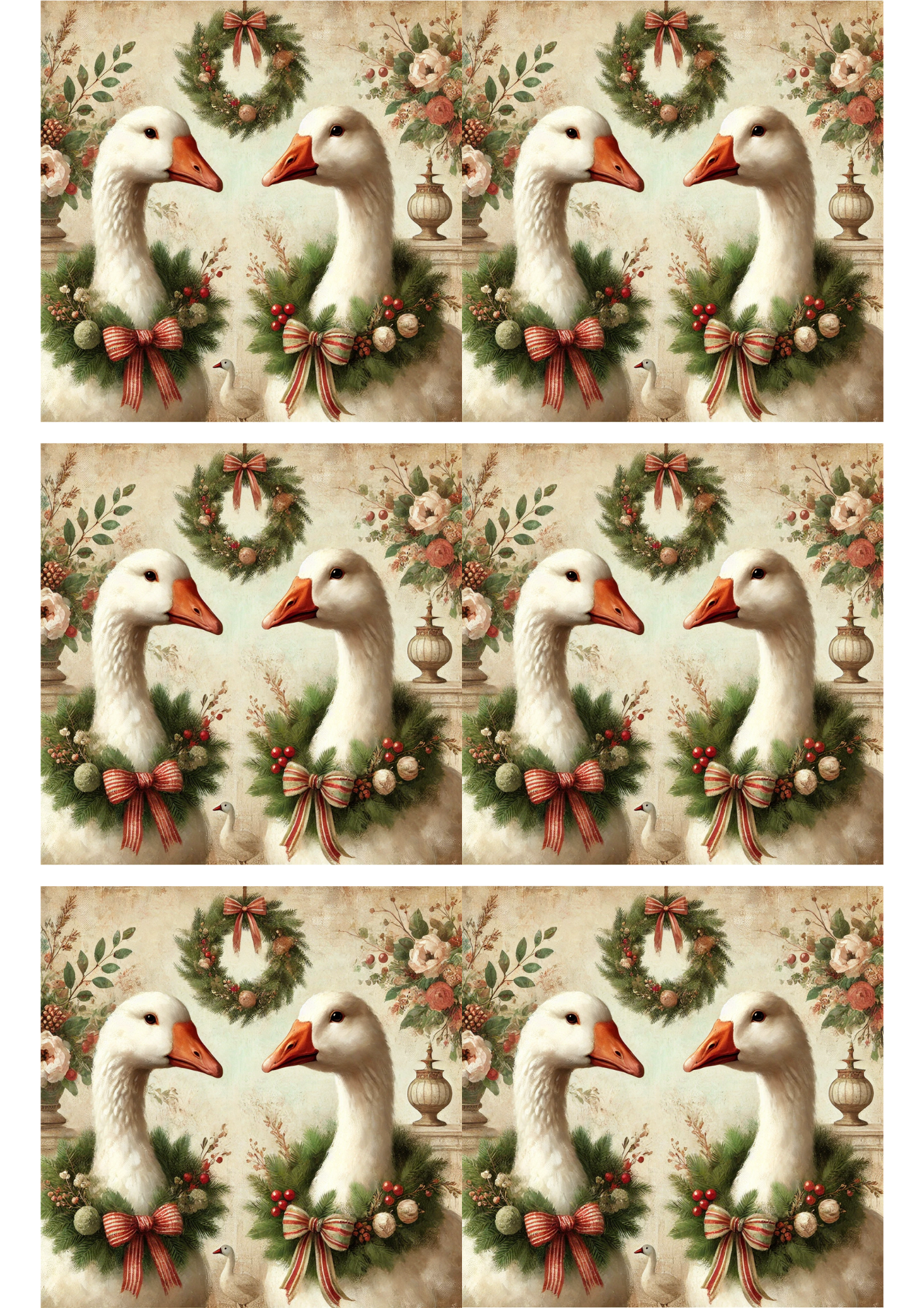 Sticker Sheet / Greeting Card – Christmas Geese 2 Collage Cat. No. 2995