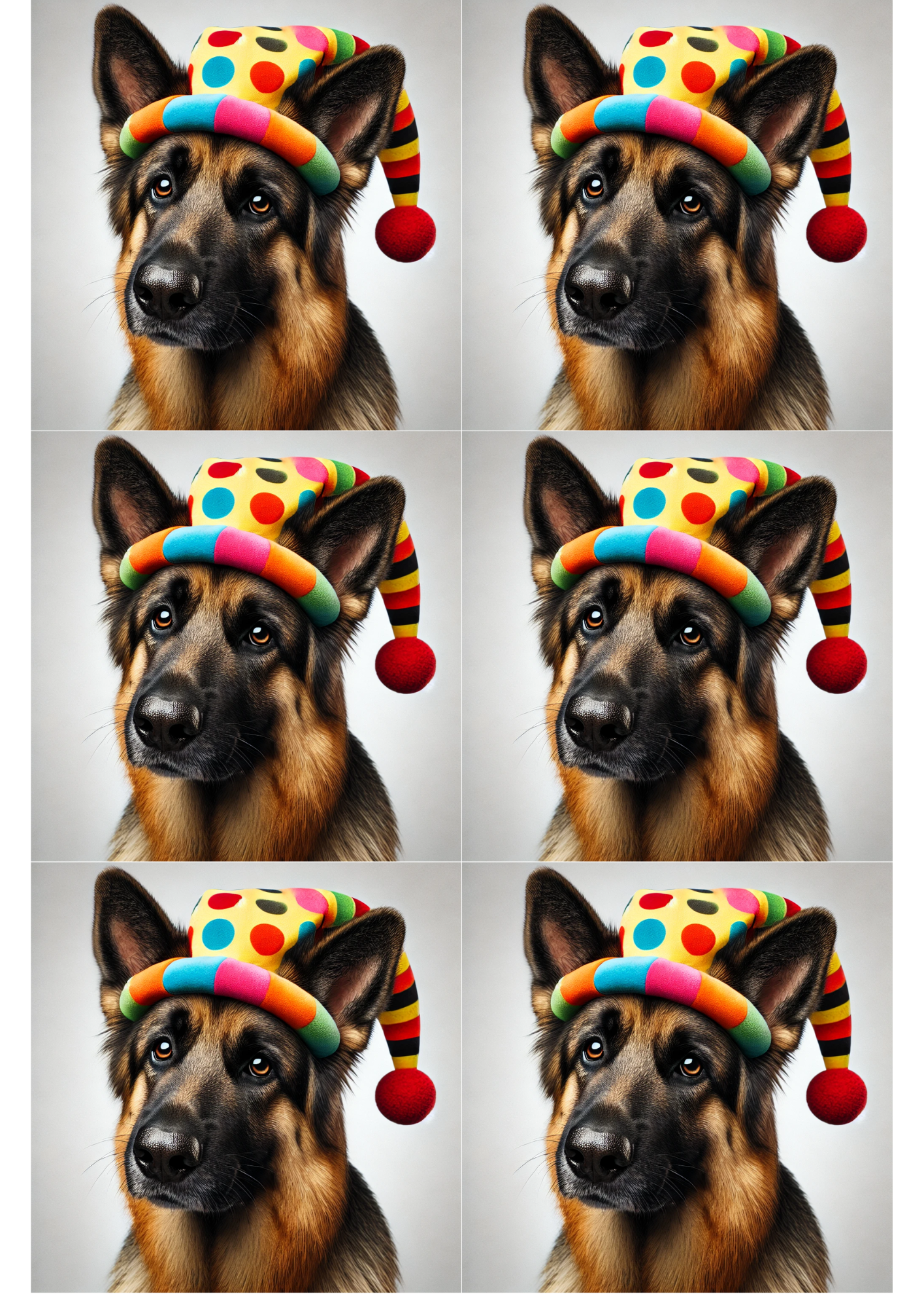 Sticker Sheet / Greeting Card – German Shepherd in a Cap Collage Cat. No. 2579