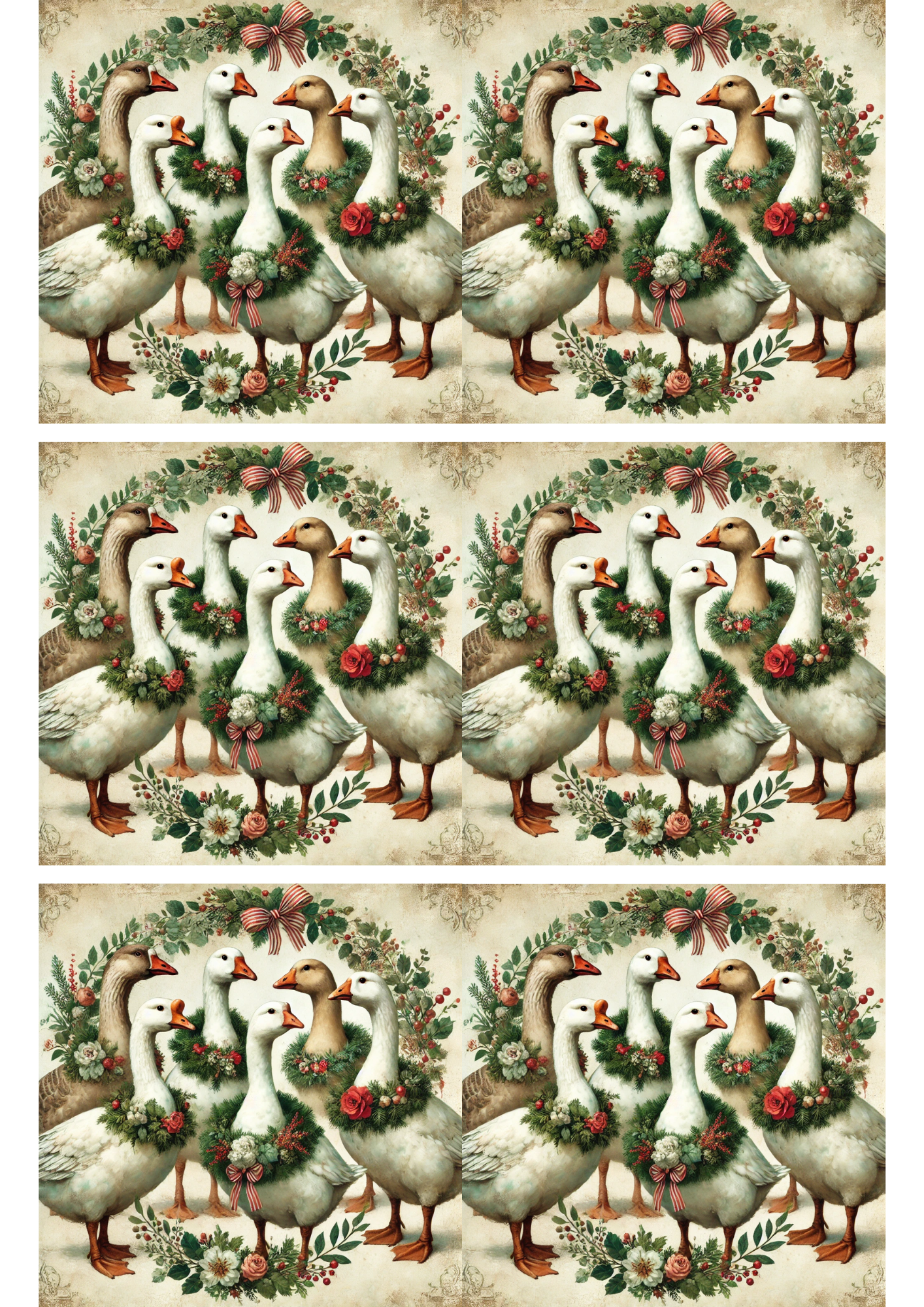 Sticker Sheet / Greeting Card – Christmas Geese Collage Cat. No. 2993
