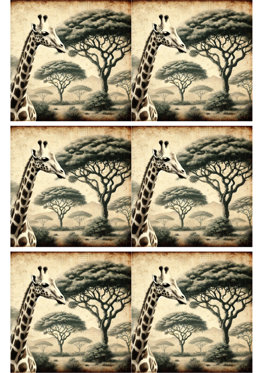 Sticker Sheet Giraffe Vintage Collage Cat. No. 1908