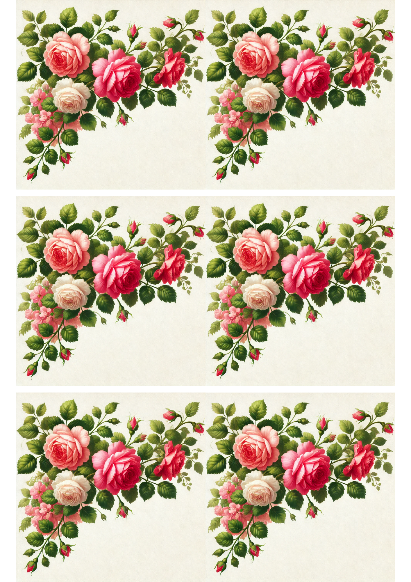 Sticker Sheet / Greeting Card – Rose Garland Collage Cat. No. 1914