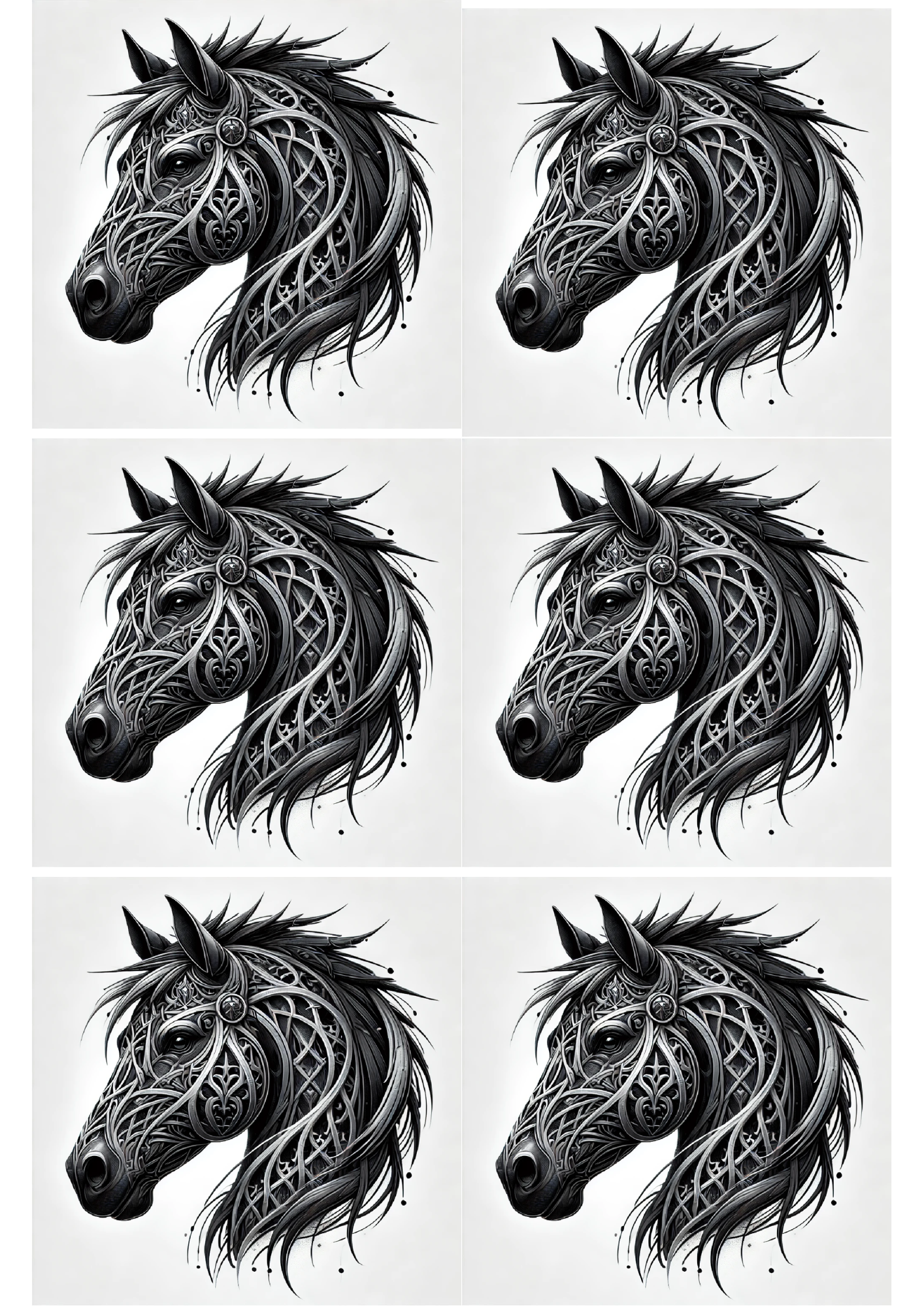 Sticker Sheet / Greeting Card – Horse Head In Gothic Style Collage Cat. No. 2403