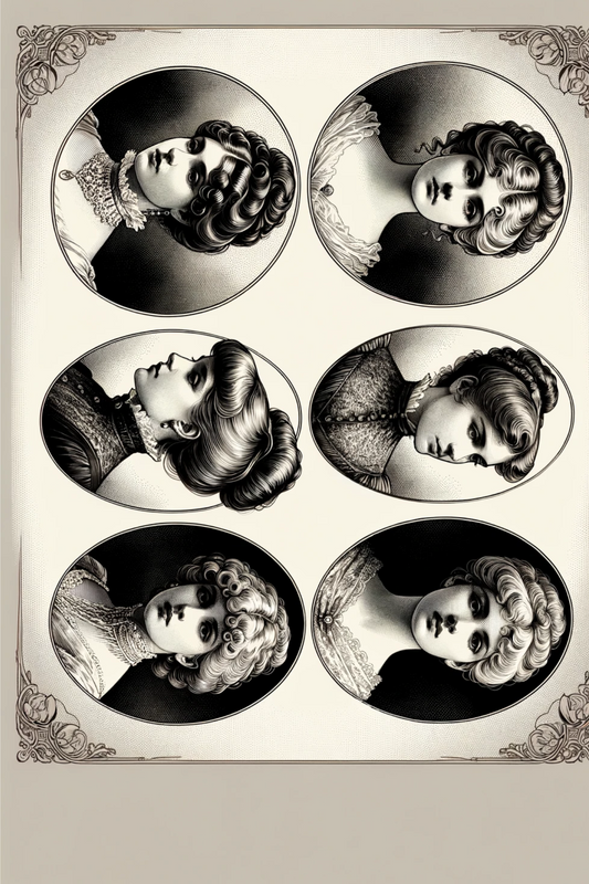 Sticker Sheet – Victorian Lady's Heads Oval Full Cat. No. 124