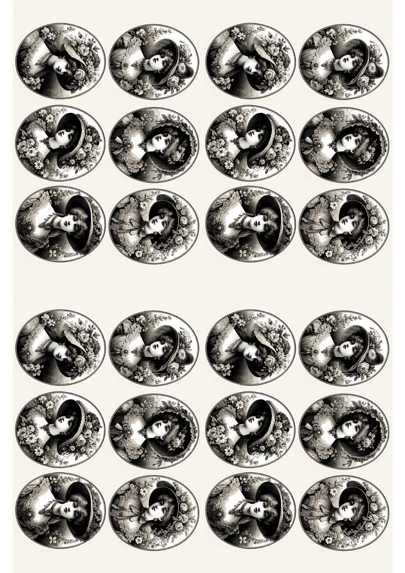 Sticker Sheet / Greeting Card – Heads 6 Oval Collage Cat. No. 129