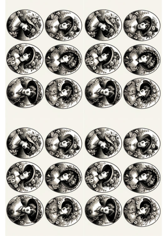 Sticker Sheet Heads 6 Oval Collage Cat. No. 129