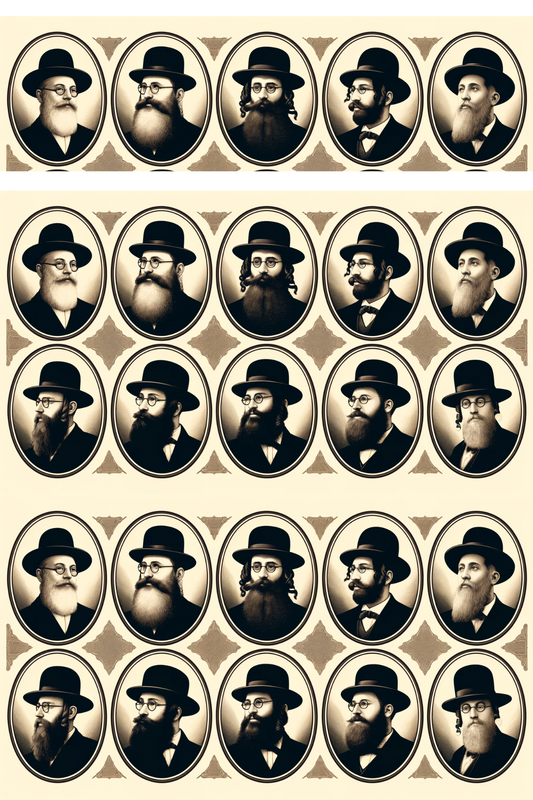 Sticker Sheet – Heads Jews Hasidim Oval Collage Cat. No. 133
