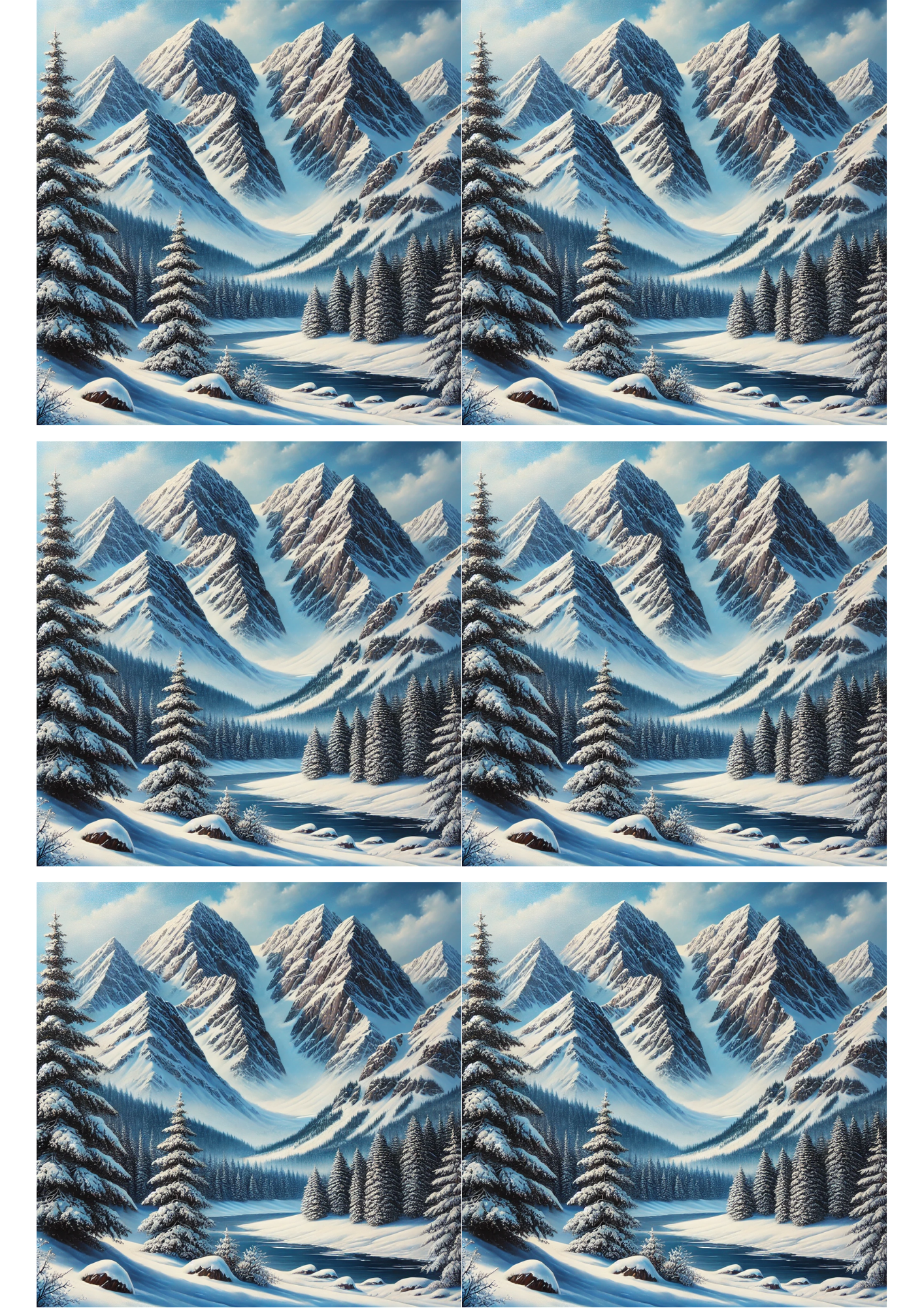 Sticker Sheet / Greeting Card – Mountain Landscape In Winter Collage Cat. No. 1920