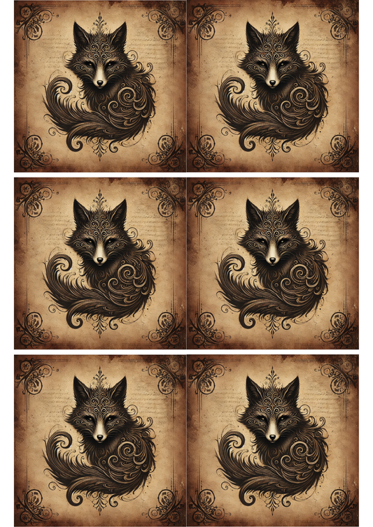 Sticker Sheet Gothic Style Fox Collage Cat. No. 1924
