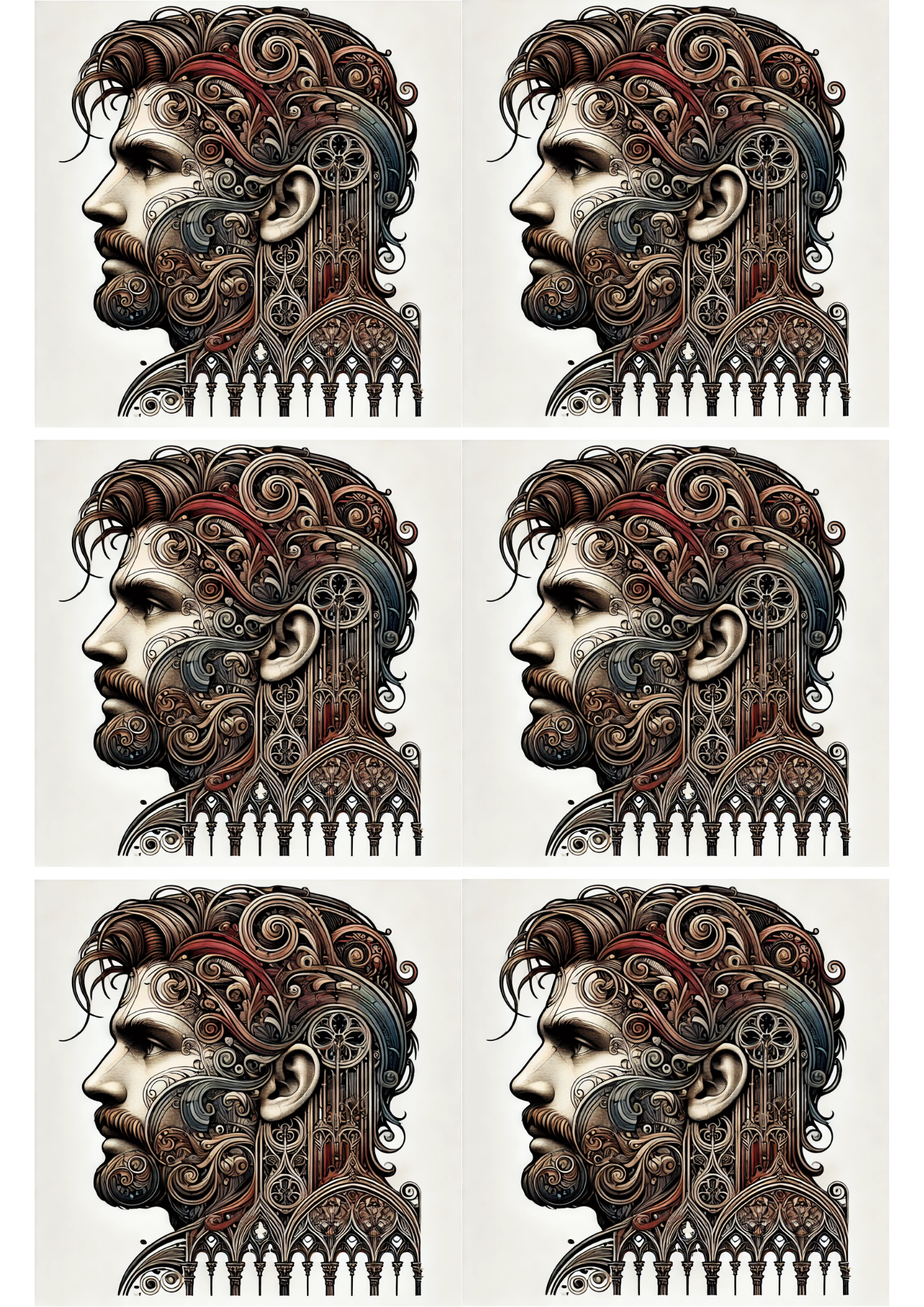 Sticker Sheet / Greeting Card – Gothic Man Collage Cat. No. 1934