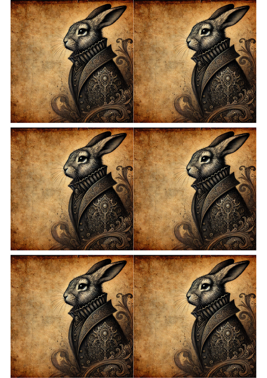 Sticker Sheet Rabbit Gothic Style Collage Cat. No. 1926