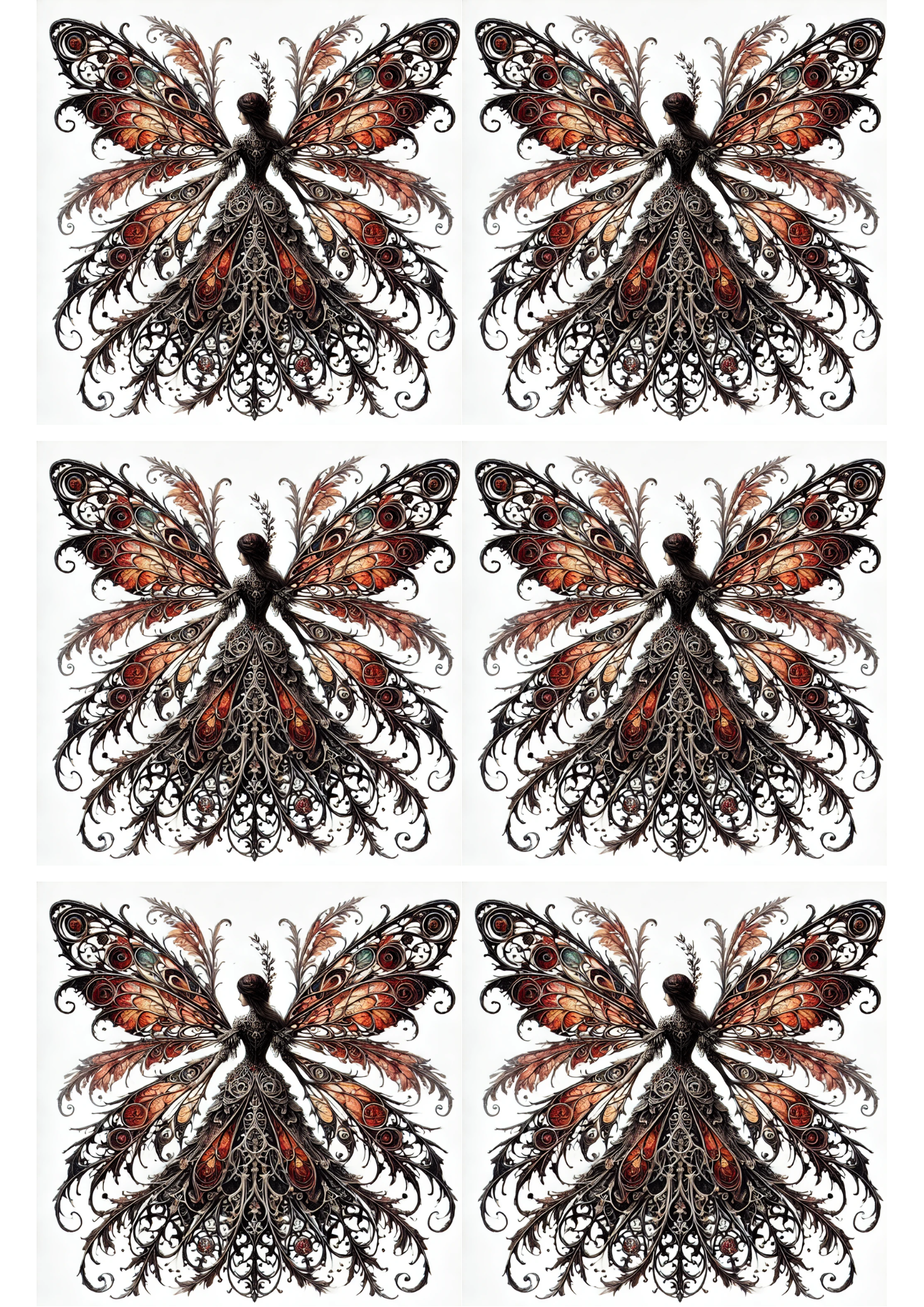 Sticker Sheet / Greeting Card – Witch In Gothic Style Collage Cat. No. 1942