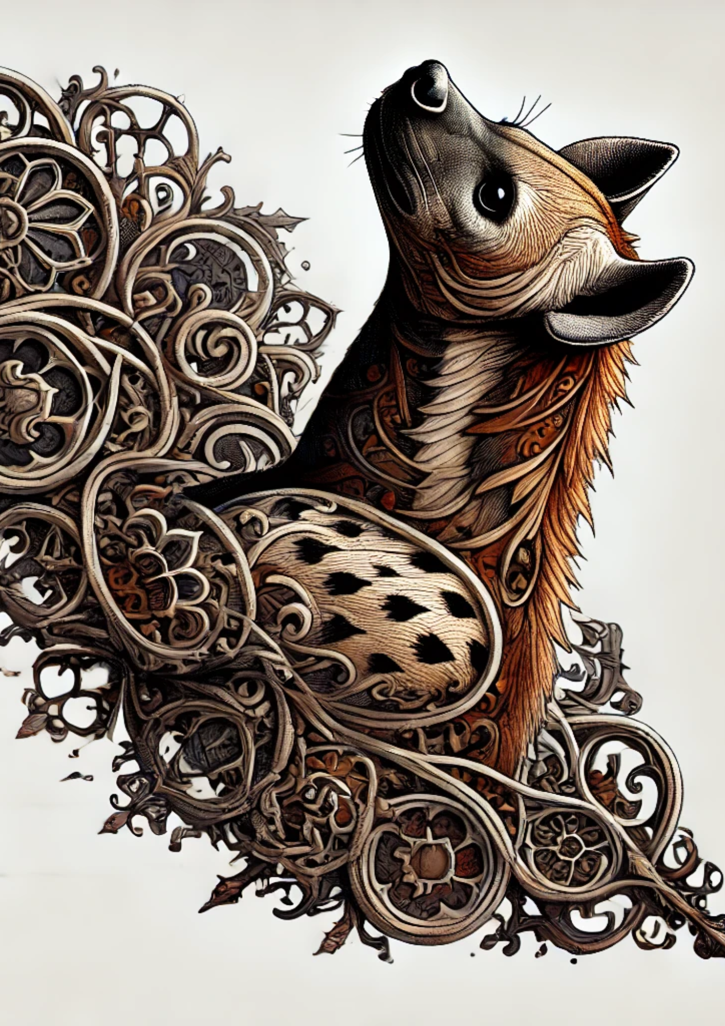 Sticker Sheet / Greeting Card – Gothic Style Hyena Full Cat. No. 1929