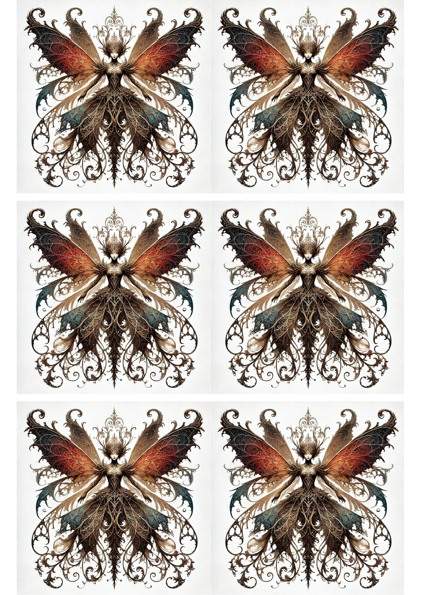 Sticker Sheet / Greeting Card – Fairy In Gothic Style Collage Cat. No. 1944