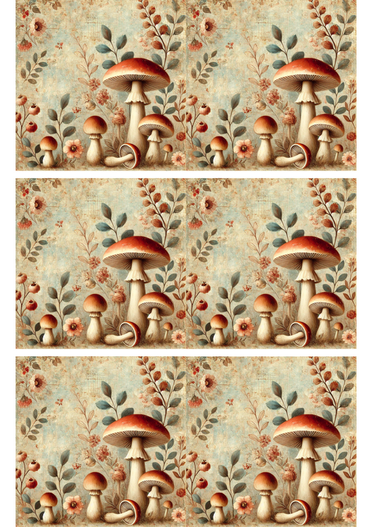 Sticker Sheet – Mushrooms Shabby Chic Collage Cat. No. 2821