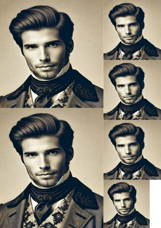 Sticker Sheet Handsome Man In Victorian Style Collage Cat. No. 1429