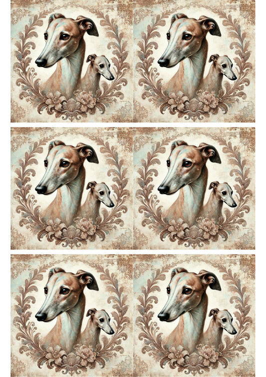 Sticker Sheet Greyhound Shabby Chic Collage Cat. No. 1950