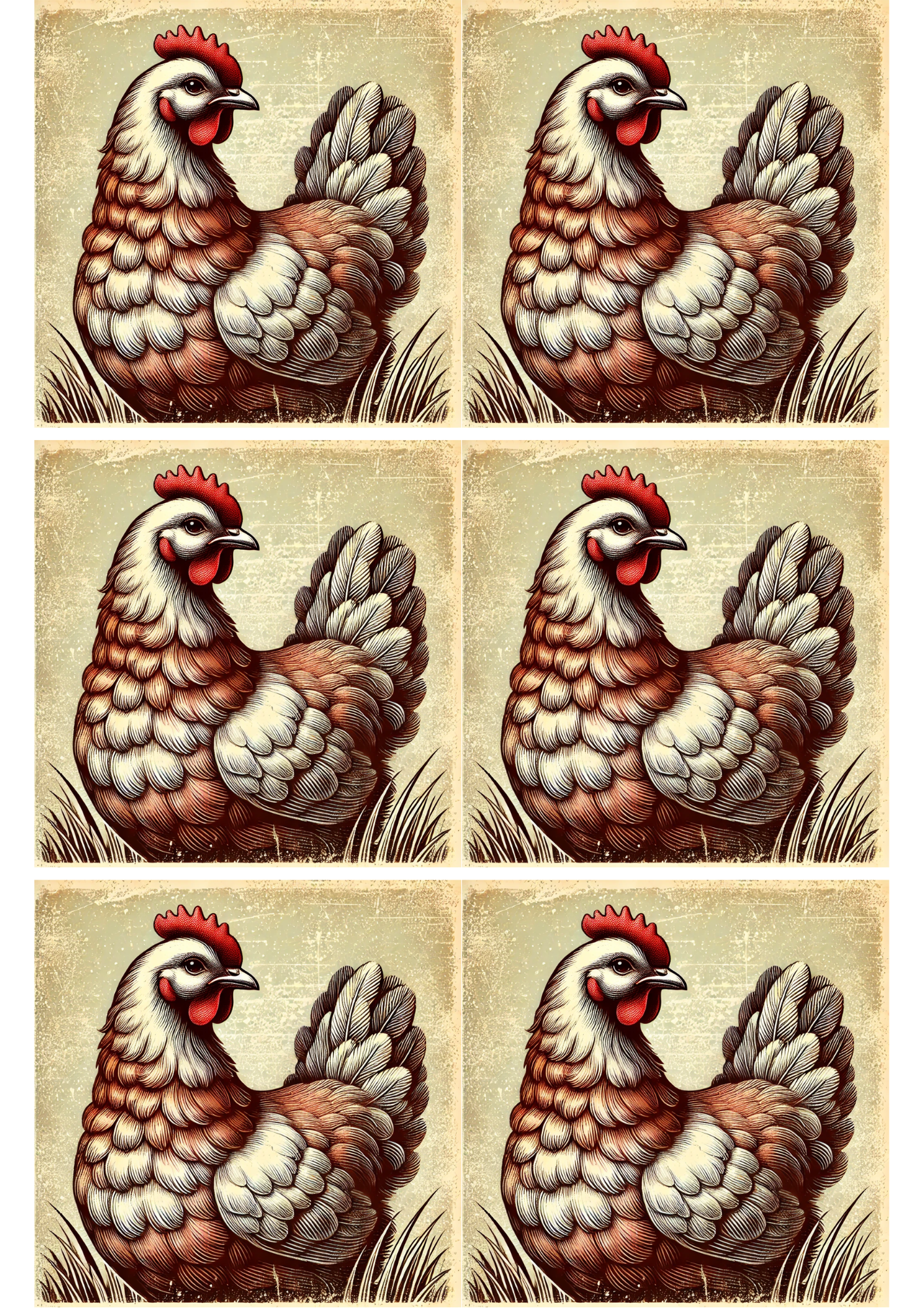 Sticker Sheet / Greeting Card – Hen Collage Cat. No. 1952