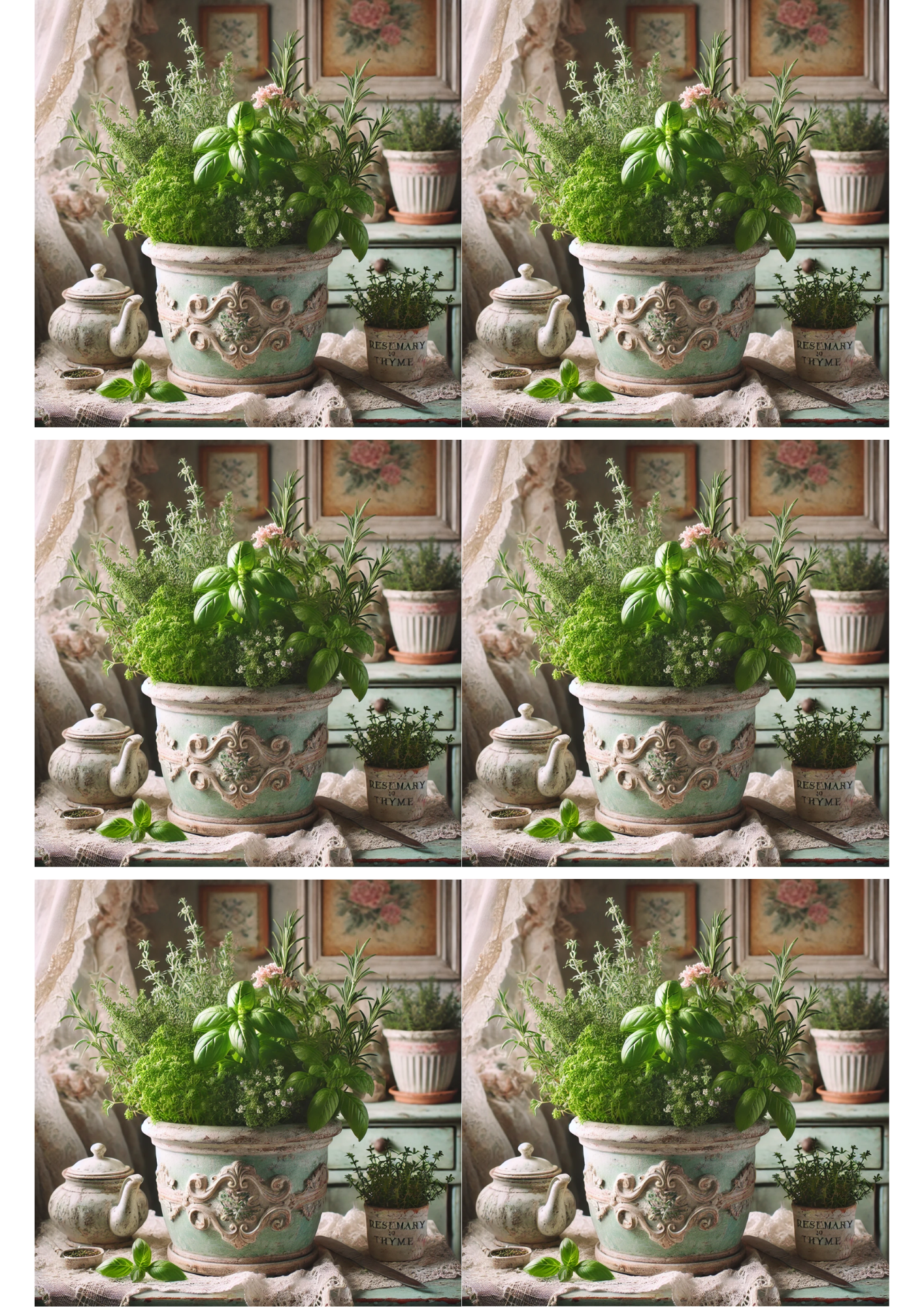 Sticker Sheet / Greeting Card – Herbs In Pot Collage Cat. No. 1954