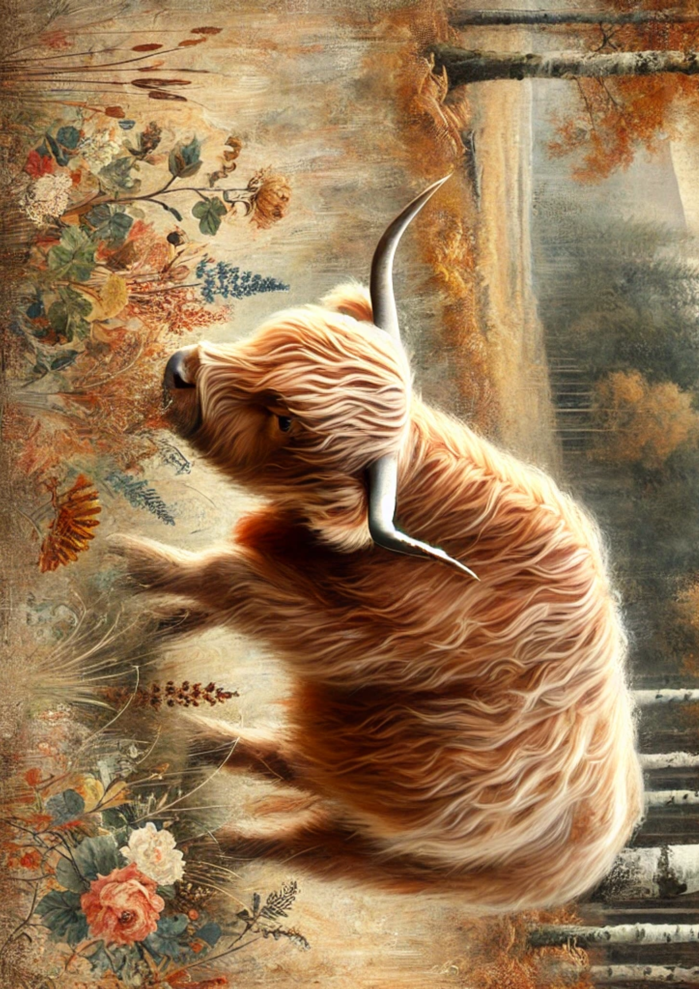 Sticker Sheet / Greeting Card – Highland Cow in Autumn Full Cat. No. 2826