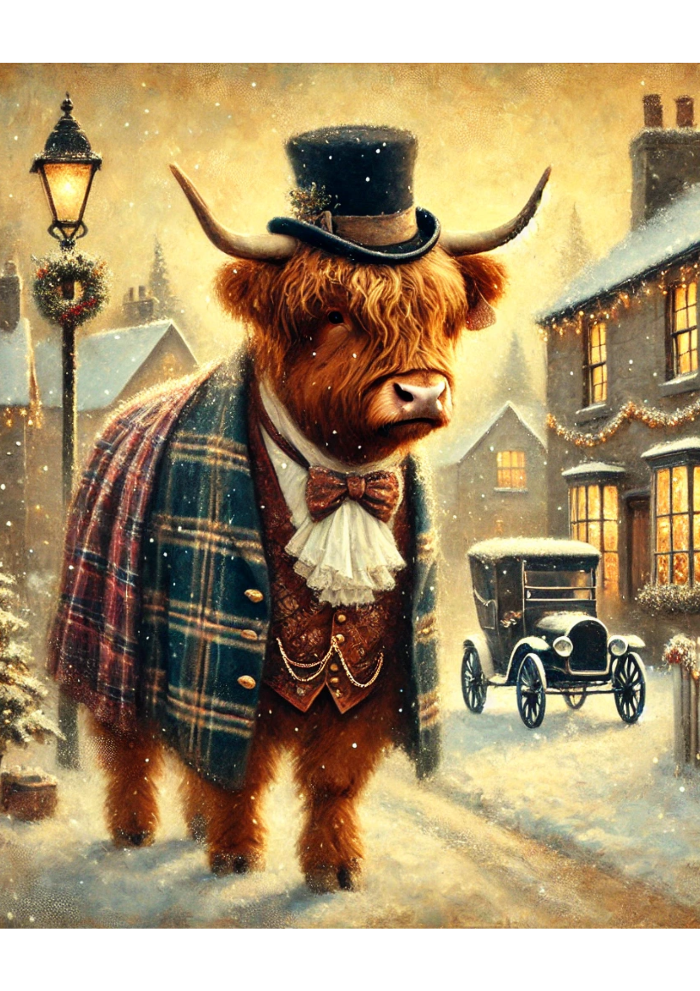 Sticker Sheet / Greeting Card – Highland Cow On Christmas Full Cat. No. 3006