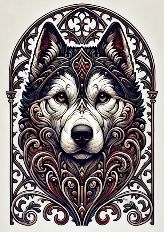 Sticker Sheet Huskey In Gothic Style Full Cat. No. 1959