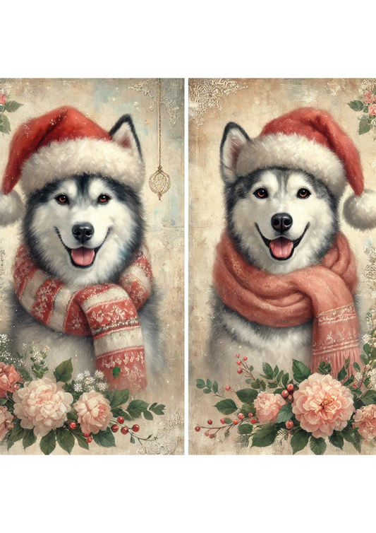 Sticker Sheet – Two Huskies in Winter Schabby Chic Full Cat. No. 2836