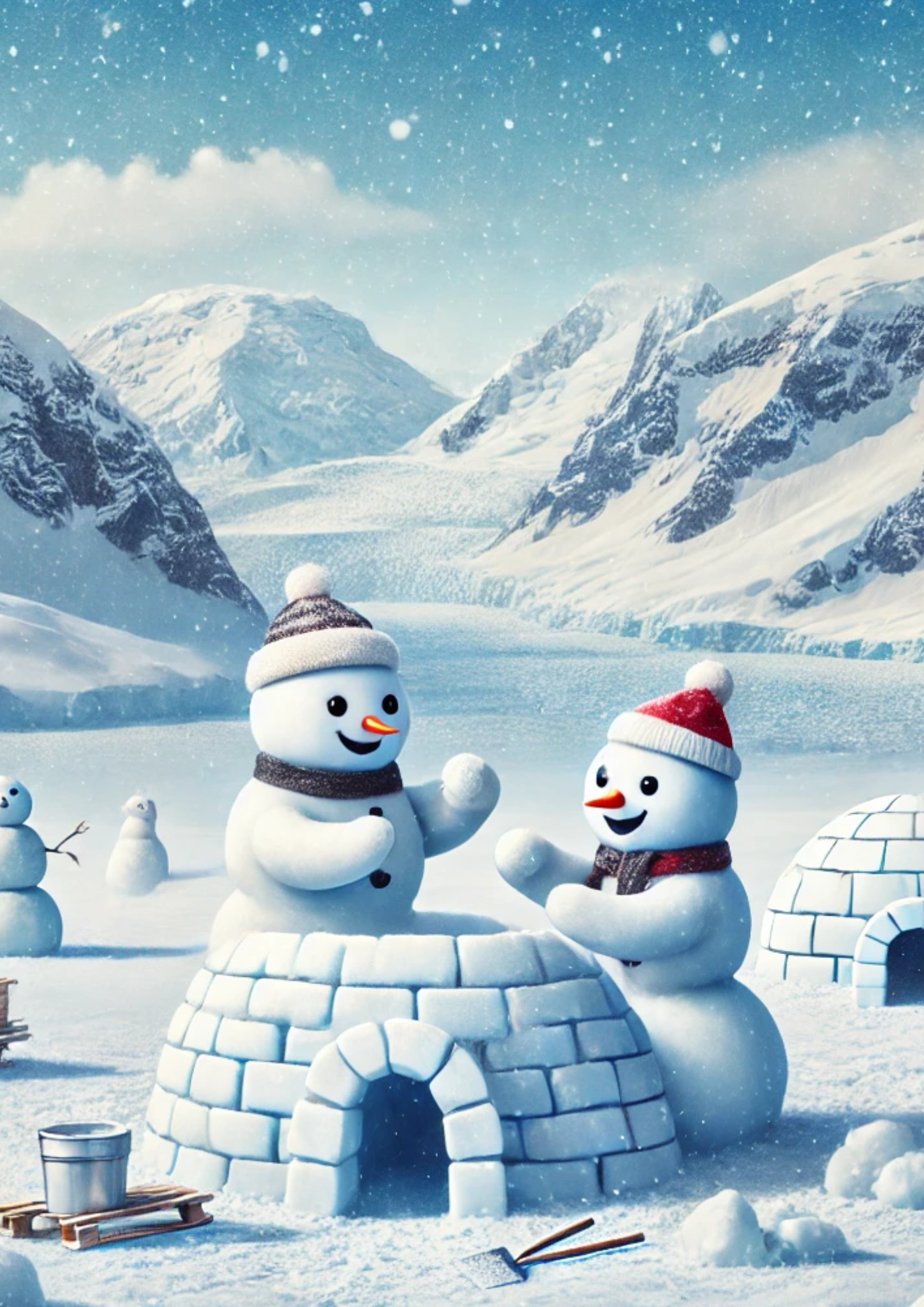 Sticker Sheet / Greeting Card – Snowmen Build An Igloo Full Cat. No. 1961