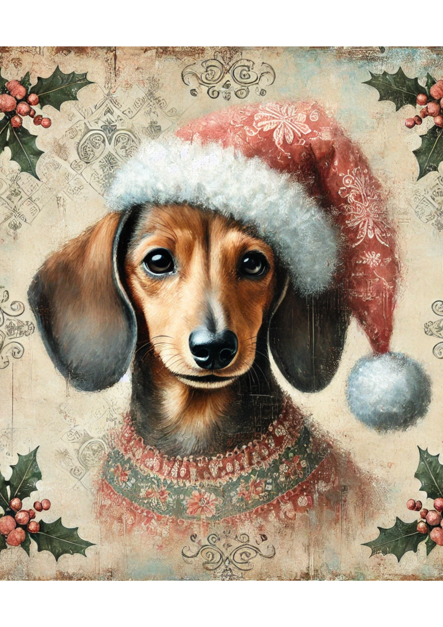 Sticker Sheet / Greeting Card – Dachshund Shabby Chic Full Cat. No. 1963