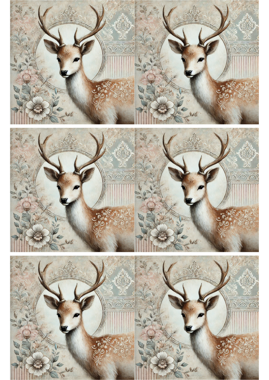 Klistremerkeark Hjort Shabby Chic Collage Kat. nr. 1966