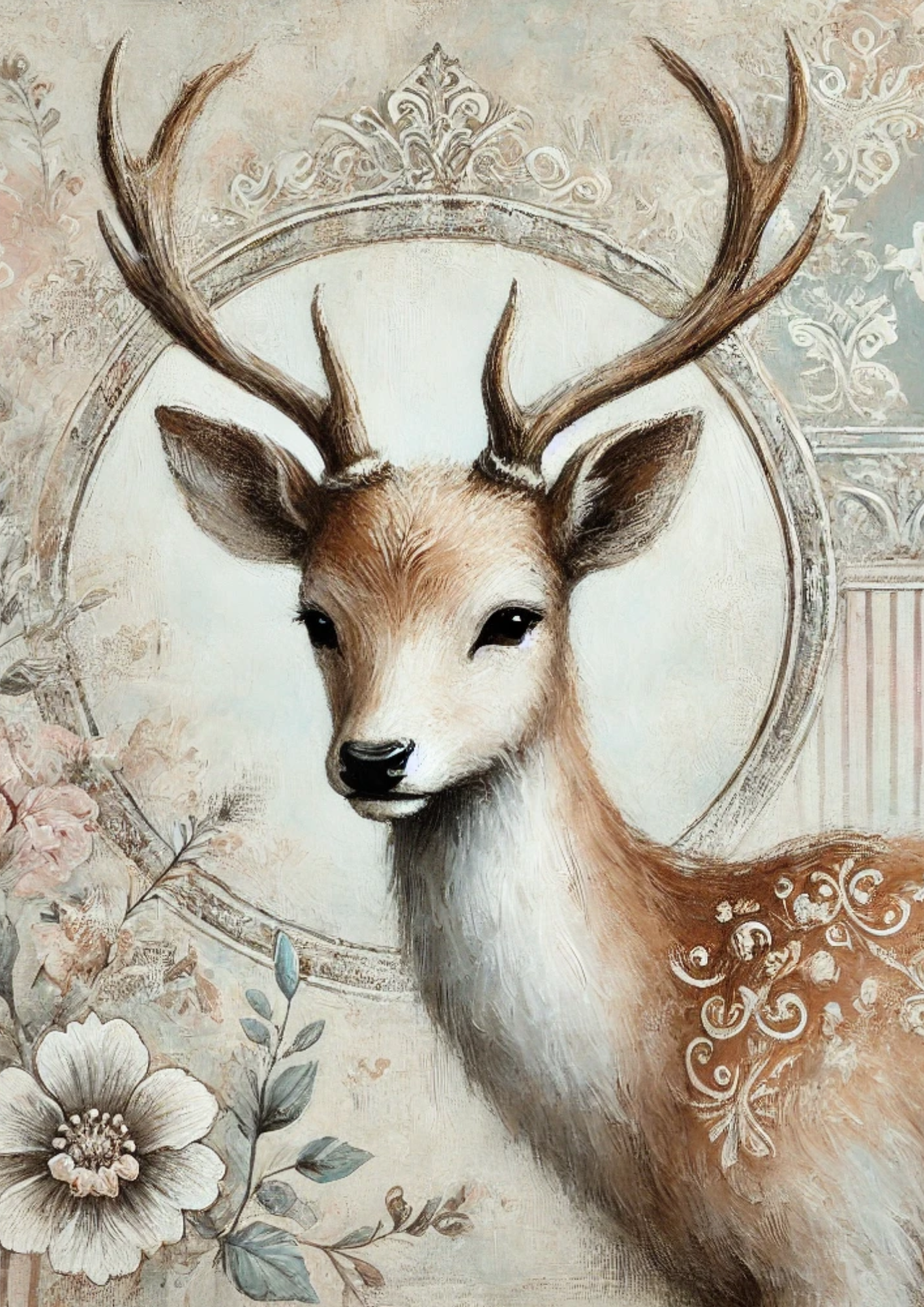 Sticker Sheet / Greeting Card – Deer Shabby Chic Full Cat. No. 1967