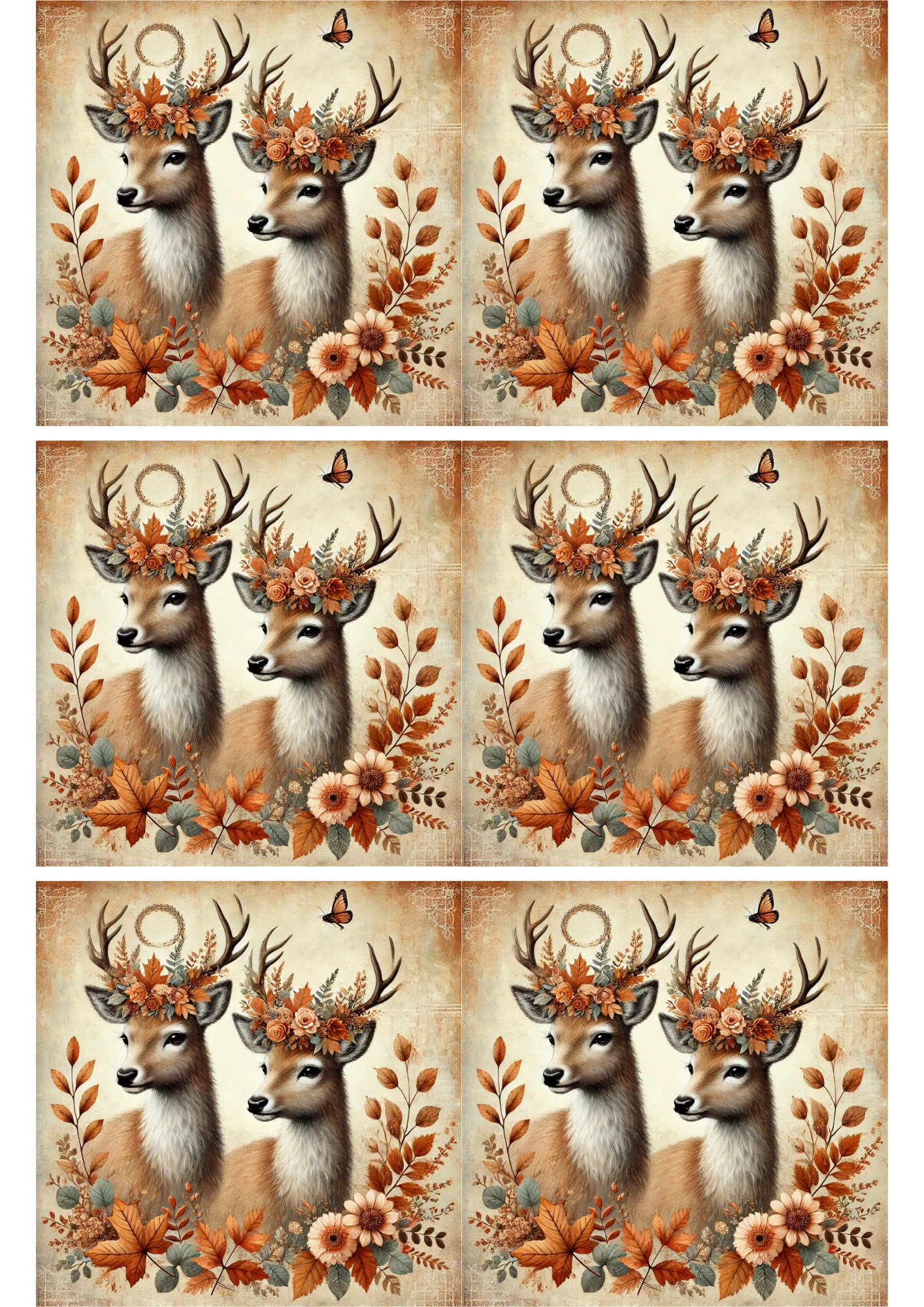 Sticker Sheet / Greeting Card – Deer in Autumn Collage Cat. No. 2583